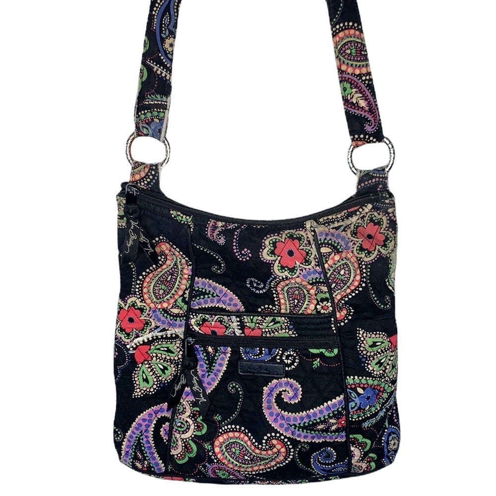 Vera Bradley Black Colorful Paisley Crossbody Bag Adjustable Strap